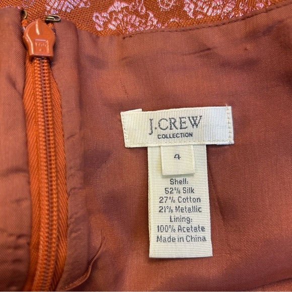 J. CREW COLLECTION Pink Copper Metallic Silk Brocade Mini Skirt Sz 4 NWOT - Picture 8 of 12
